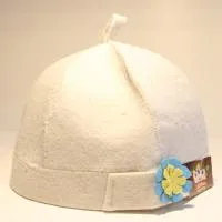 шапка банная женская "дамский колпак с цветком" светлый
