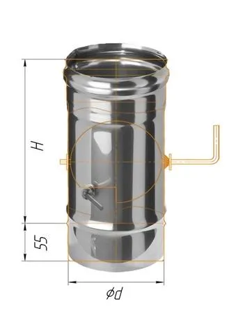 заслонка феррум (шибер поворотный) нержавеющая (430/1,0мм), ф115