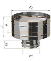 зонт craft нержавеющий (304/0,5 мм), ф115, с ветрозащитой, по воде 